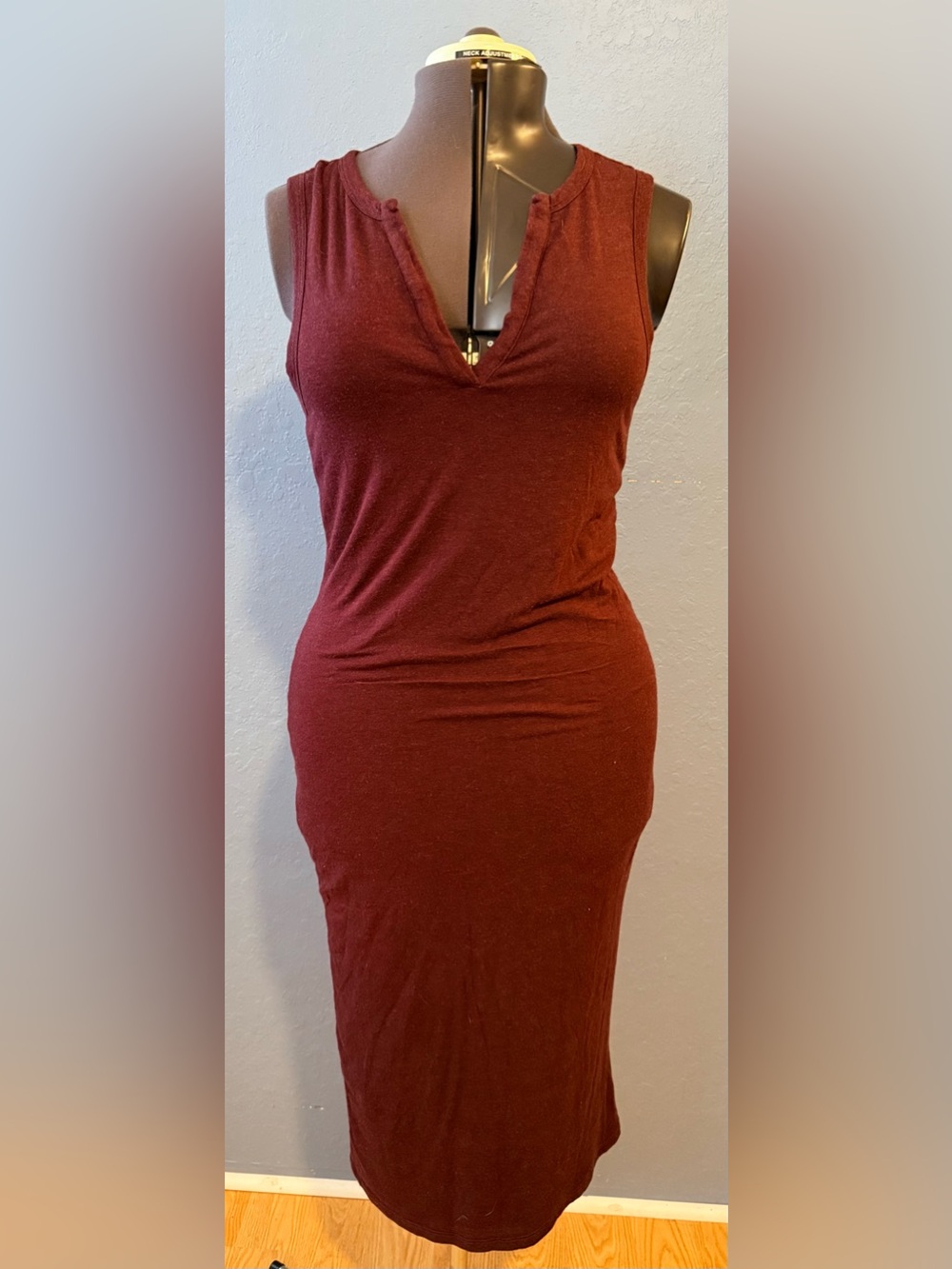 PrAna Foundation Midi Dress Small Liqueur Heather TENCEL Modal Sleeveless Soft